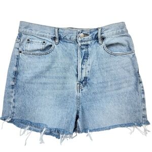 Pacsun Ultra High Rise Slim Denim Jeans Shorts Size 30/32 M/L Light Wash Fringe